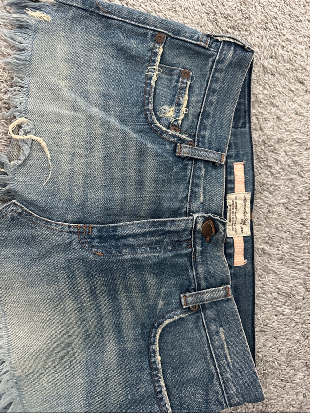 Abercrombie & Fitch Light Blue Distressed Denim Mini Skirt